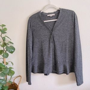 Loft Button Front Pleplum Top